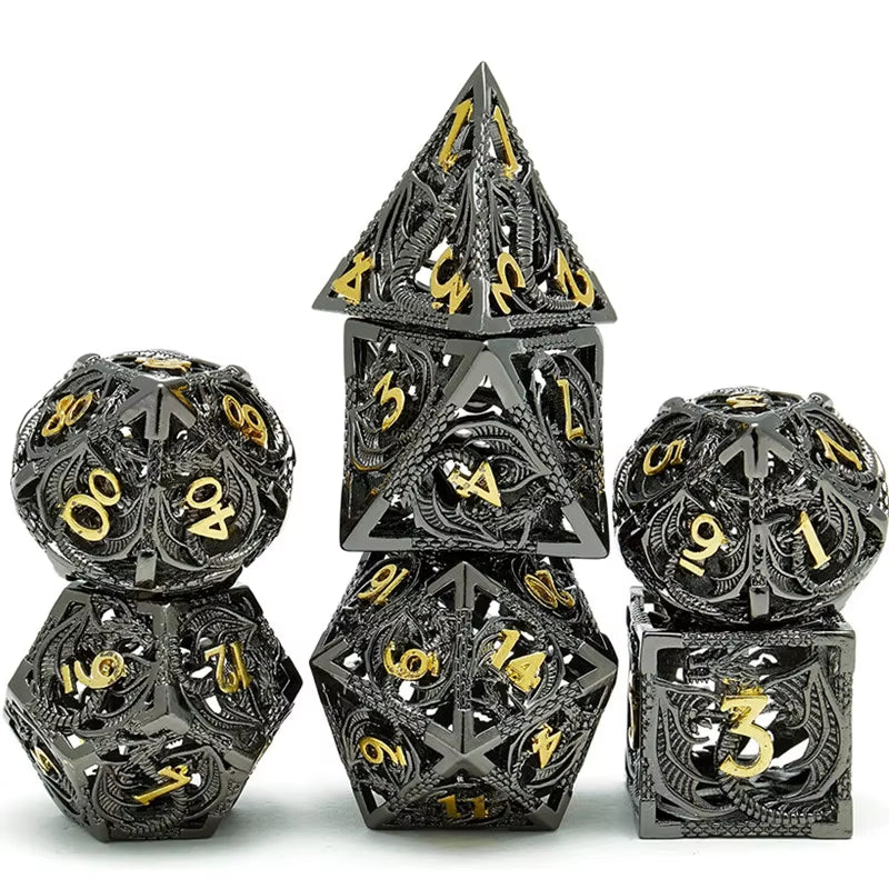 Hollow Metal Dice Set DND Octopus Polyhedron Dice RPG Board Game Pathfinder Metal Dice D4 D6 D8 D0 D% D12 D20 Dice