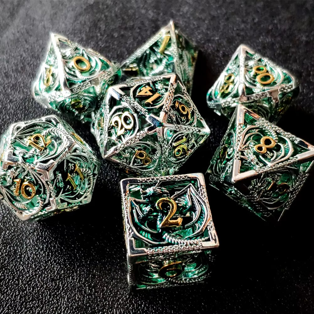 Hollow Metal Dice Set DND Octopus Polyhedron Dice RPG Board Game Pathfinder Metal Dice D4 D6 D8 D0 D% D12 D20 Dice