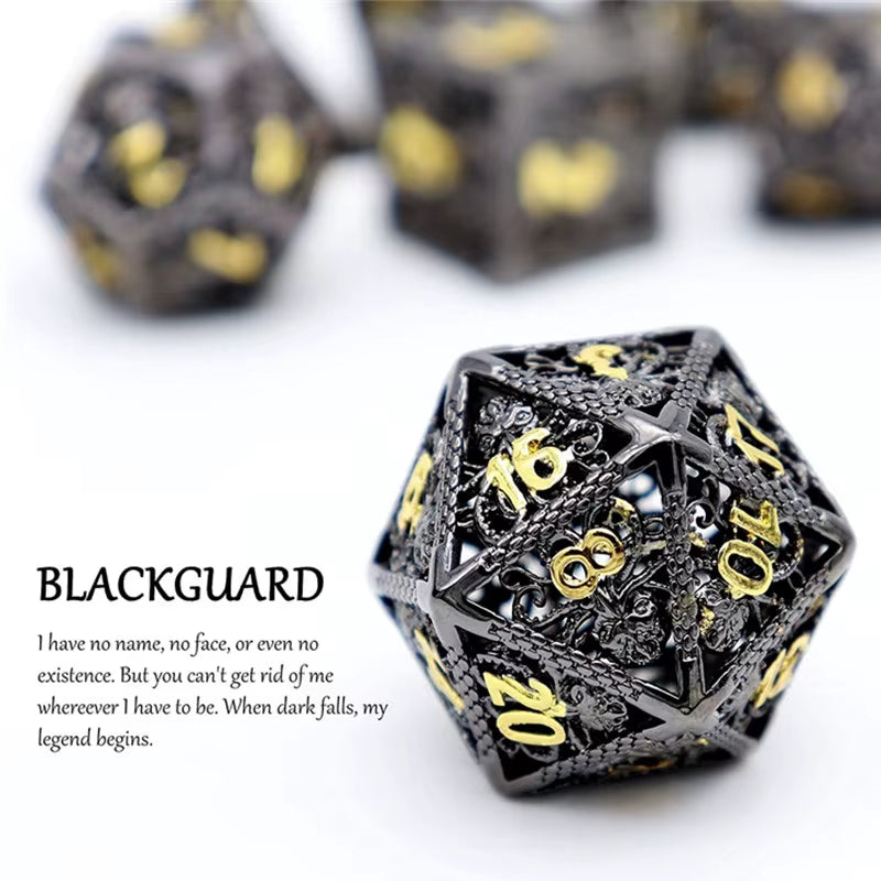 Hollow Metal Dice Set DND Octopus Polyhedron Dice RPG Board Game Pathfinder Metal Dice D4 D6 D8 D0 D% D12 D20 Dice
