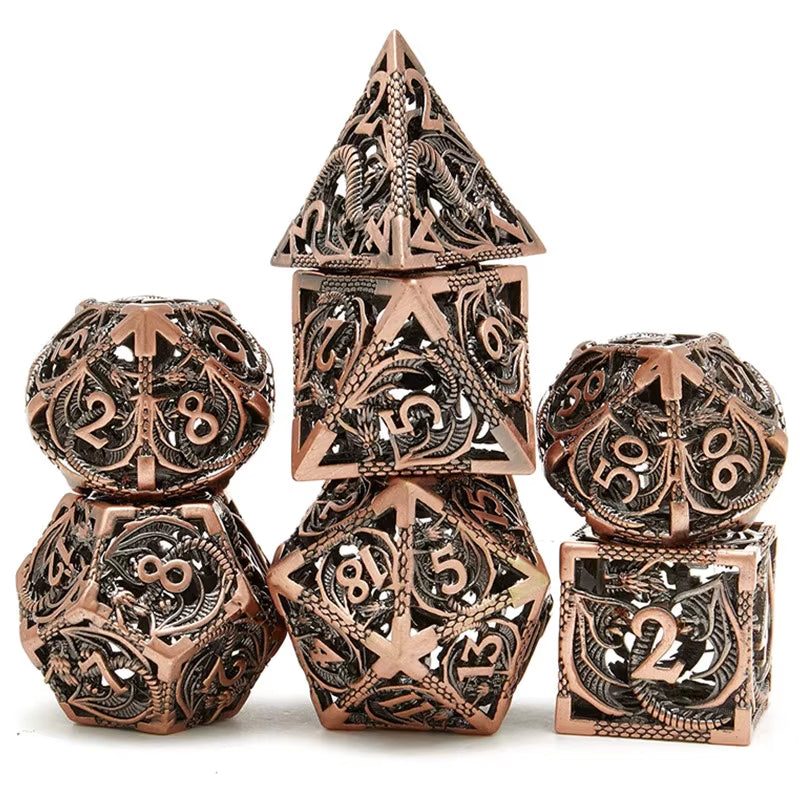 Hollow Metal Dice Set DND Octopus Polyhedron Dice RPG Board Game Pathfinder Metal Dice D4 D6 D8 D0 D% D12 D20 Dice