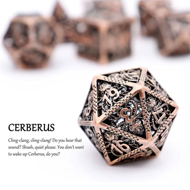 Hollow Metal Dice Set DND Octopus Polyhedron Dice RPG Board Game Pathfinder Metal Dice D4 D6 D8 D0 D% D12 D20 Dice