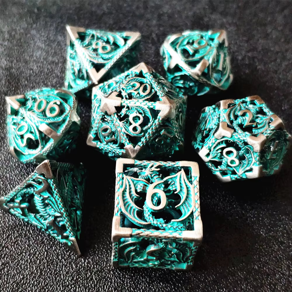 Hollow Metal Dice Set DND Octopus Polyhedron Dice RPG Board Game Pathfinder Metal Dice D4 D6 D8 D0 D% D12 D20 Dice