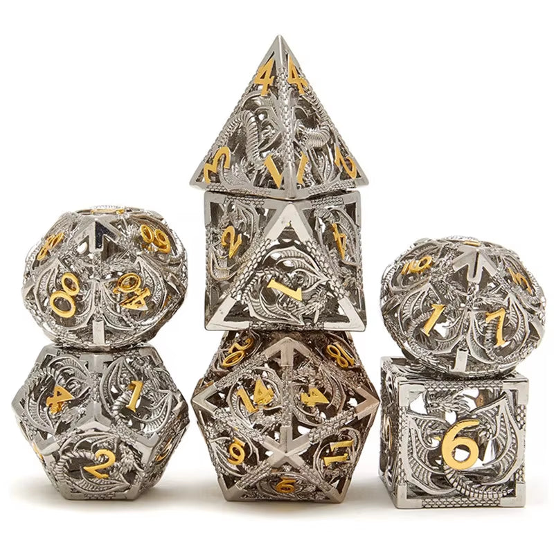 Hollow Metal Dice Set DND Octopus Polyhedron Dice RPG Board Game Pathfinder Metal Dice D4 D6 D8 D0 D% D12 D20 Dice