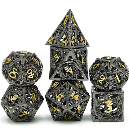 Hollow Metal Dice Set DND Octopus Polyhedron Dice RPG Board Game Pathfinder Metal Dice D4 D6 D8 D0 D% D12 D20 Dice