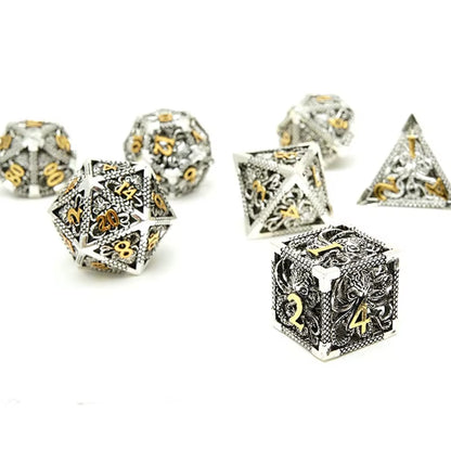 Hollow Metal Dice Set DND Octopus Polyhedron Dice RPG Board Game Pathfinder Metal Dice D4 D6 D8 D0 D% D12 D20 Dice