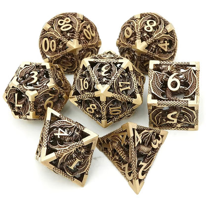 Hollow Metal Dice Set DND Octopus Polyhedron Dice RPG Board Game Pathfinder Metal Dice D4 D6 D8 D0 D% D12 D20 Dice