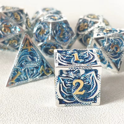 Hollow Metal Dice Set DND Octopus Polyhedron Dice RPG Board Game Pathfinder Metal Dice D4 D6 D8 D0 D% D12 D20 Dice