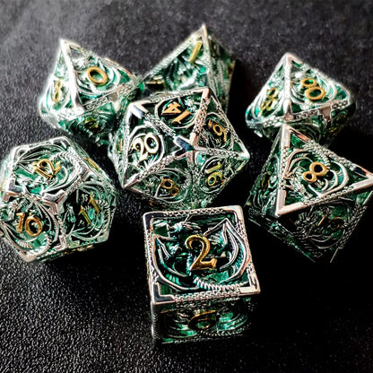 Hollow Metal Dice Set DND Octopus Polyhedron Dice RPG Board Game Pathfinder Metal Dice D4 D6 D8 D0 D% D12 D20 Dice