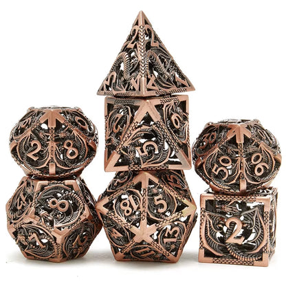 Hollow Metal Dice Set DND Octopus Polyhedron Dice RPG Board Game Pathfinder Metal Dice D4 D6 D8 D0 D% D12 D20 Dice