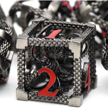 Hollow Metal Dice Set DND Octopus Polyhedron Dice RPG Board Game Pathfinder Metal Dice D4 D6 D8 D0 D% D12 D20 Dice
