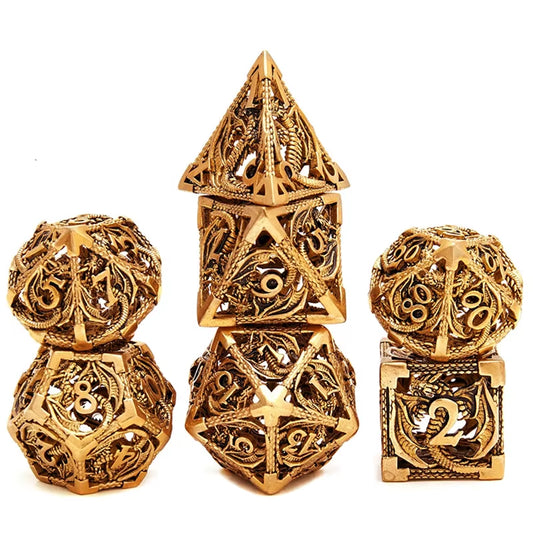 Hollow Metal Dice Set DND Octopus Polyhedron Dice RPG Board Game Pathfinder Metal Dice D4 D6 D8 D0 D% D12 D20 Dice