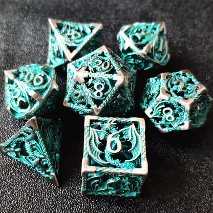 Hollow Metal Dice Set DND Octopus Polyhedron Dice RPG Board Game Pathfinder Metal Dice D4 D6 D8 D0 D% D12 D20 Dice