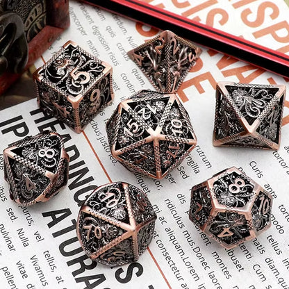 Hollow Metal Dice Set DND Octopus Polyhedron Dice RPG Board Game Pathfinder Metal Dice D4 D6 D8 D0 D% D12 D20 Dice