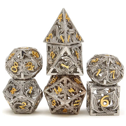 Hollow Metal Dice Set DND Octopus Polyhedron Dice RPG Board Game Pathfinder Metal Dice D4 D6 D8 D0 D% D12 D20 Dice