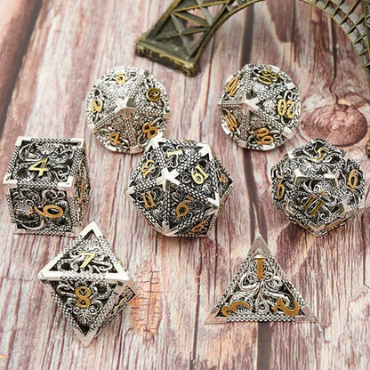 Hollow Metal Dice Set DND Octopus Polyhedron Dice RPG Board Game Pathfinder Metal Dice D4 D6 D8 D0 D% D12 D20 Dice